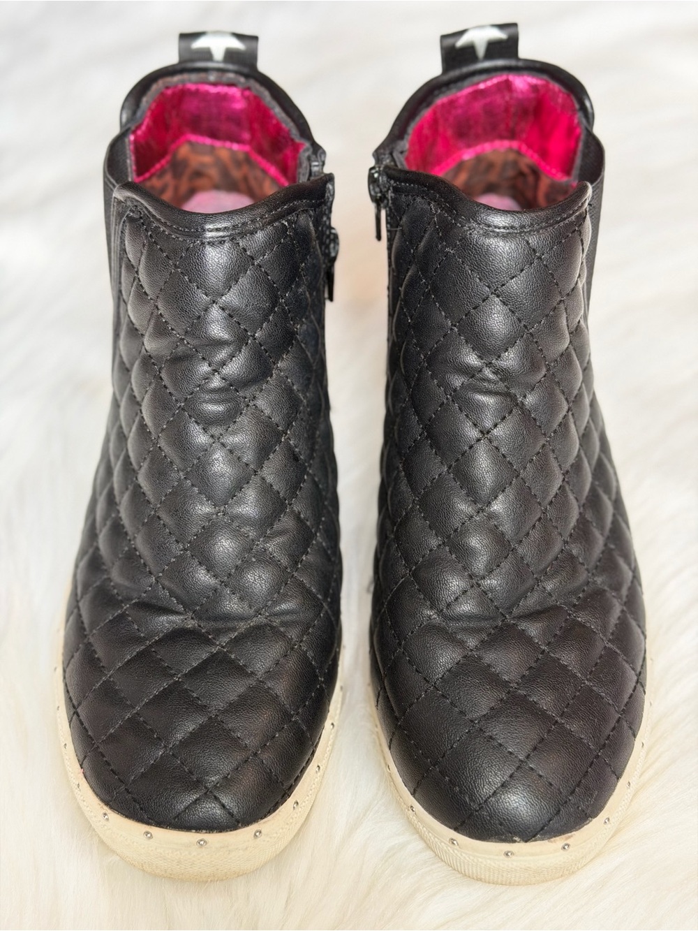 Kids Steve Madden Black Quilted High-Top Sneaker